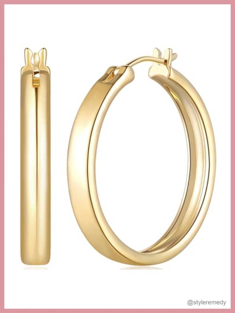14k Gold Plated Hoop Earrings 30mm Latch Back